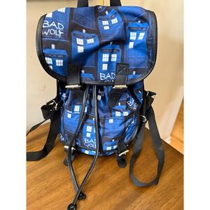 Doctor Who TARDIS Bad Wolf Backpack BBC Licensed 2015 Blue Black
